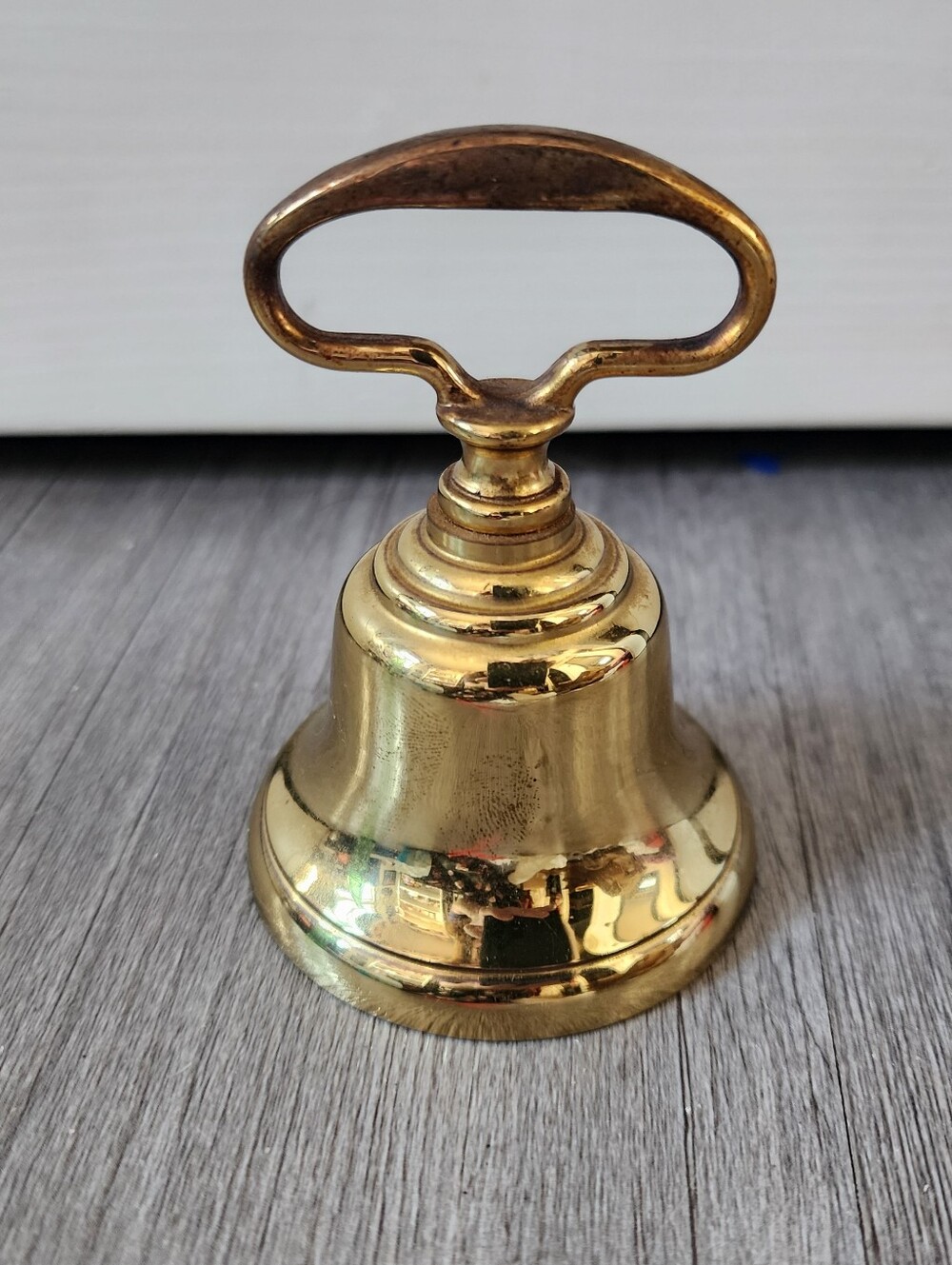 Vintage Polished Brass Gold Bell With Handle Decorative Collectible 3" Tall